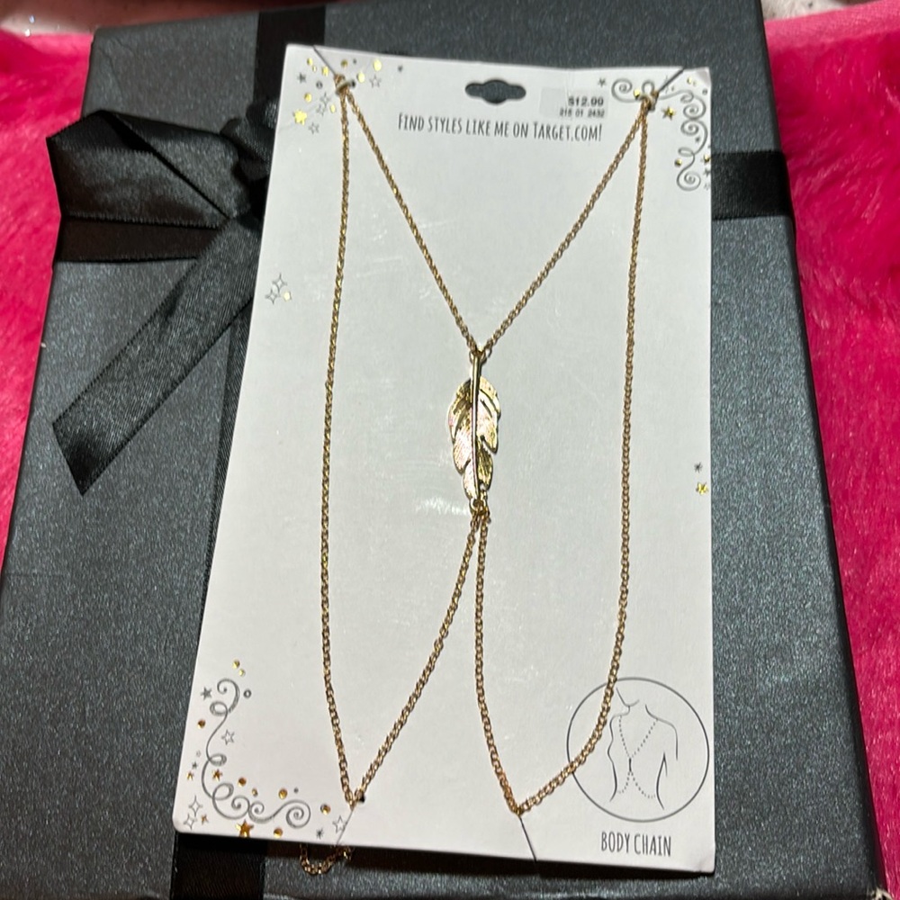 7 for $20 NWT Target Body Chain Gold tone Feather